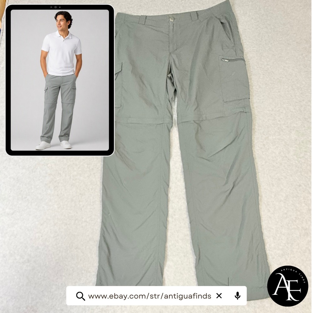 Columbia Mens Omni-Shade Convertible Cargo Hiking Pants Sage Green 38x34
